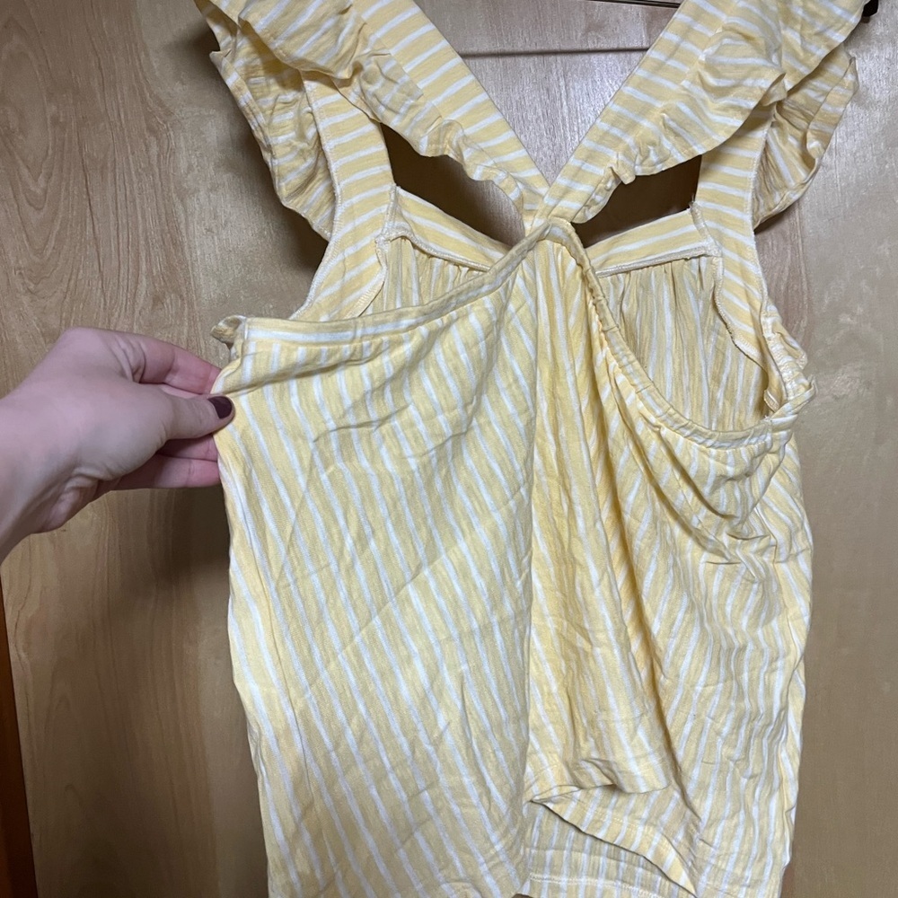 LC Lauren Conrad Yellow and White Striped Top - Picture 2 of 3